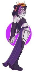 alternate_costume arm_socks balls boots chastity chastity_cage crossdressing crown eridan_ampora femboy fins fish glasses homestuck long_hair march_eridan revealing_clothes teasing thigh_highs upskirt wistfullinsomniac