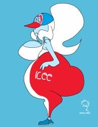 adventure_time big_breasts blue_skin busty cartoon_network cleavage fat_ass female female_only ice_queen_(adventure_time) icee large_ass large_breasts looking_away ponytail revealing_clothes safres_0 shoes side_view sideboob simple_background simple_coloring sneakers standing thedeathcrow05 white_hair wide_hips