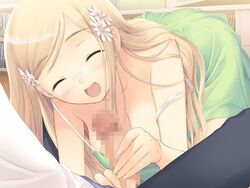 1boy 1girls censored fault!! female game_cg handjob hayama_rika male straight taka_tony