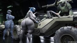 3d_(artwork) absurd_res alien areola armor ass big_breasts big_butt breasts clothing digital_media_(artwork) female footwear genitals grey_body group guimontag gun halo_(series) headgear helmet hi_res high_heels huge_breasts huge_butt huge_hips huge_thighs human legwear looking_at_viewer male mammal microsoft nipples nude platform_footwear platform_heels pussy ranged_weapon rear_view sangheili shoes spartan_(halo) thick_thighs thigh_highs topwear vehicle warthog_vehicle_(halo) weapon wide_hips xbox_game_studios