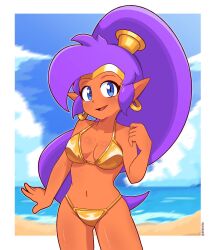 1girls beach bikini breasts efextex female golden_bikini shantae shantae_(character) tagme