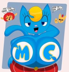 3barts 3girls big_breasts covered_nipples embarrassed embarrassed_female exhibitionism happy katy_kat lammy_lamb ma-san milkcan_(band) no_bra nude_female parappa_the_rapper shirtless um_jammer_lammy