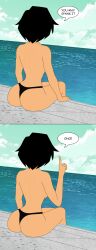 1girls big_hero_6 big_hero_6:_the_series black_hair disney disney_channel female gogo_tomago marvel marvel_comics mehefin013 meme self_upload sitting speech_bubble topless viewed_from_behind you_may_spank_it_once_(meme)