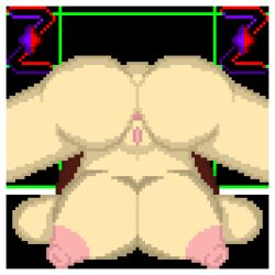 1girls ass_focus ass_up asshole big_ass big_breasts big_butt breasts brown_hair chara chara_(undertale) female female_chara huge_breasts legs nipples on_the_ground pixel_art pussy self_upload thighs undertale undertale_(series) zixy