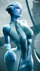 1girls 3d 3d_(artwork) ajkj artist_name asari female female_focus female_only liara_t'soni mass_effect watermark