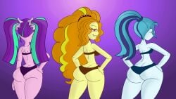 3girls adagio_dazzle aria_blaze ass ass_cleavage big_ass bikini bubble_butt butt_crack equestria_girls female female_only friendship_is_magic hasbro looking_at_viewer looking_back my_little_pony rear_view scobionicle99 sonata_dusk the_dazzlings thick thick_ass thick_thighs thighs trio twintails wide_hips