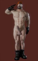 3d 3d_model abs beard beret blank_background boots brantowgray brimstone_(valorant) brown_background circumcised circumcised_penis erect erect_cock erect_dick erect_penis erection full_body gloves hanging_balls looking_at_viewer male male_only moustache penis plain_background salute six_pack solo_male valorant veiny_arms