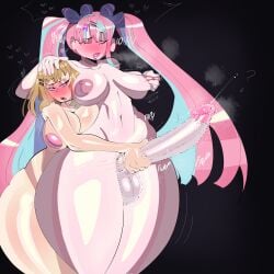 1futa 1girls areolae ass ass_bigger_than_head balls big_areola big_ass big_balls big_breasts big_butt big_penis black_background blonde_hair blue_hair bottom_heavy breasts bubble_butt censored censored_balls censored_penis character_request curvaceous curvy curvy_figure english_text erect_nipples erection female foreskin foreskin_pull futanari hair_ornament handjob handjob_from_behind heart huge_ass huge_balls huge_breasts huge_cock intersex lipstick long_hair long_penis mosaic_censoring multicolored_hair musk musk_clouds musky_cock narrowed_eyes nipple_play nipple_pull nude onomatopoeia open_mouth penis pink_hair pink_lipstick pleasure_face precum precum_ejaculation retracted_foreskin slim_waist steam steamy_breath steamy_penis sweat sweating tayuri tears tears_of_pleasure text thick_thighs uncircumcised voluptuous voluptuous_female voluptuous_futanari wide_hips