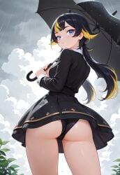 1girl ai_generated black_hair blue_eyes female long multicolored tokovt twintail yellow_hair
