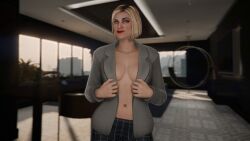 1girls agatha_baker big_breasts blonde_female blonde_hair breast_peek business_suit business_woman cleavage cleavage_window grand_theft_auto grand_theft_auto_online grand_theft_auto_v inminent_sex looking_at_viewer mature_female office_clothing penthouse perete seductive seductive_look short_hair smile smiling smiling_at_viewer