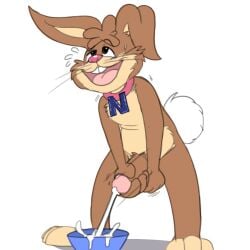 absurd_res anthro ball_fondling balls bent_legs bent_over blush bodily_fluids bowl buckteeth container cum cum_in_bowl cum_in_container cumshot ejaculation fondling foreskin genital_fluids genitals hi_res lagomorph leporid male male_only mammal mascot masturbation nesquik nesquik_bunny open_mouth penile penile_masturbation penis rabbit retracted_foreskin solo sweat teeth twerpishimp uncircumcised