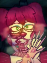 animatronic baby_(fnafsl) circus_baby circus_baby_(fnaf) five_nights_at_freddy's five_nights_at_freddy's:_sister_location foggy holding_hands lipstick red_cheeks red_hair red_lipstick sunless_city twintails wholesome
