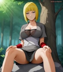 1girls 2025 ai_generated aikenoart bangs big_breasts blonde_hair blue_eyes blunt_bangs bob_cut boots breast_focus breast_grab breasts breasts_bigger_than_head closed_mouth dress female female_only fishnets flashing flashing_breasts forest hi_res holding_breast hourglass_figure kimono kunoichi large_breasts light-skinned_female light_skin looking_at_viewer massive_breasts mature mature_female mesh mesh_shirt milf naruto naruto_(series) naruto_shippuden nature ninja no_bra no_bra_under_clothes oppai outdoors pale-skinned_female panties pantyshot pantyshot_(sitting) pinup plump presenting presenting_breasts rock sagging_breasts samui sash short_hair sitting solo solo_focus spread_legs tempmark1 upper_body voluptuous voluptuous_female wafuku white_panties wide_hips yellow_hair