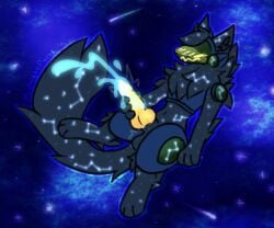 2024 6:5 animal_genitalia animal_penis anthro balls big_penis black_body black_fur black_inner_ear_fluff blue_cum blush bodily_fluids canine_genitalia canine_penis closed_eyes colored_cum constellation_markings cosmic_background cum cumshot digital_drawing_(artwork) digital_media_(artwork) digitigrade ejaculation erection flat_colors full-length_portrait fur genital_fluids genitals head_tuft hi_res inner_ear_fluff knot knotted_penis looking_pleasured machine male male_only masturbation medibang_paint_(artwork) midnightpurrs navel orgasm paws penile penile_masturbation penis portrait protogen protogen_armor protogen_visor shooting_star solo star tail tuft unusual_bodily_fluids unusual_cum unusual_genital_fluids yellow_blush yellow_penis