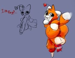 animate_inanimate anthro_focus ass balls big_balls big_penis canid canine english_text fox genitals hi_res homophobic_slur huge_balls huge_cock hyper hyper_balls hyper_genitalia hyper_penis living_plushie lockedsdcard looking_back male male_only mammal orange_body penis plushie presenting presenting_hindquarters sega sharp_teeth simple_background slur solo sonic_(series) sonic_the_hedgehog_(series) tails_doll teeth text