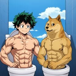 2boys ai ai_generated doge gay human_toilet izuku_midoriya male toilet toilet_slave