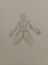 ass bald behind_view drawing sketch vagina