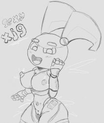 1girls 2d badartist female female_only humanoid jenny_wakeman looking_at_viewer medium_breasts my_life_as_a_teenage_robot naked_female plump robot robot_girl robot_humanoid sketch slight_blush solo thick_thighs visible_pussy xj-9