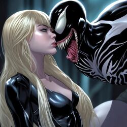 ai_generated bad_anatomy comic_style female gwen_stacy_(classic) human human_on_humanoid humanoid interspecies light-skinned_female light_skin male marvel marvel_comics spider-man_(series) spread_legs straight venom venom_(marvel)