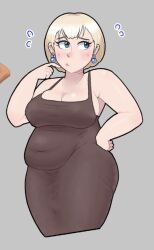 1girls alternate_costume blonde_hair blue_eyes breasts chubby cleavage dress earrings easybee fat female female_only fire_emblem fire_emblem:_three_houses large_breasts mercedes_von_martritz nintendo short_hair solo thick_thighs