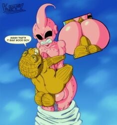 2boys anal anal_penetration anal_sex ass babidi big_ass big_balls big_butt big_penis color_edit dialogue dragon_ball dragon_ball_z gay gritted_teeth huge_ass huge_balls huge_butt huge_cock kid_buu kiffy_(artist) leg_lock majin majin_buu male male/male male_on_male male_only penetration pink_body pink_skin red_sclera sex sweat tagme text wrapped_around_another yaoi yellow_body yellow_skin