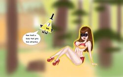 angelis23 bikini bra dipper_pines female female_dipper genderswap_(mtf) gravity_falls high_heels large_ass large_breasts midriff navel panties rule_63 straight_hair thick_thighs wide_hips