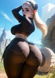 1girls ai_generated ass big_ass big_breasts big_butt black_lipstick breasts breath_of_the_wild chownyou goth goth_elf goth_girl huge_breasts nintendo pointy_ears princess_zelda the_legend_of_zelda tight_clothes tight_clothing tight_pants voluptuous voluptuous_female wide_hips zelda_(breath_of_the_wild)