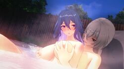 2girls 3d ahoge animated bath bathing big_breasts blue_eyes blue_hair blush bouncing_breasts breast_grab bronya_rand clavicle completely_nude drill_hair female female_only fondling grey_eyes grey_hair groping groping_from_behind honkai:_star_rail honkai_(series) large_breasts lesbian long_hair looking_at_another looking_at_partner mp4 nail_polish naked nipple_pinch nipple_play nipple_pull nipple_tweak nipples no_sound nude onsen outdoor_bathing pink_nail_polish pink_nails sagging_breasts seele_(honkai:_star_rail) shiny_hair shiny_skin steam tsundere twin_drills video water yuri 花中桃