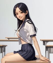 1girls abdmr ai_generated asian black_hair blt_killer breasts classroom classroom_desk classroom_nudity flashing flashing_breasts flirting flirting_with_viewer kamuro_district light-skinned_female light_skin long_hair open_clothes open_shirt petite petite_body petite_female playful playful_smile ryuu_ga_gotoku ryuu_ga_gotoku_3 sawamura_haruka school school_uniform schoolgirl seductive serafuku short_skirt short_sleeves skinny slim small_breasts smile smiling smiling_at_viewer solo solo_female solo_focus stable_diffusion teenage_girl teenager tits_out