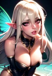 1girls 2023 ai_generated cleavage clothed_female cute_face elf elf_ears elf_female elf_girl fairy fairy_wings fantasy looking_at_viewer medieval medieval_fantasy original original_character pointy_ears solo solo_female solo_focus stable_diffusion taliredmint