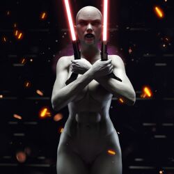 1girls 3d asajj_ventress breasts drinkerofskies female female_only hi_res highres lightsaber nightsister nude nude_female solo star_wars wallpaper