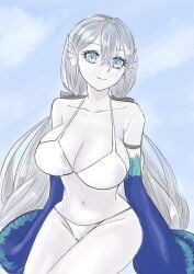 1girls bikini breasts female grey_skin looking_at_viewer mermaid monster_girl tearlaments_kitkallos