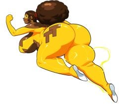 ass big_ass chubby chubby_female codenamebull dark_skin electricity female female_only large_ass ponytail superheroine thick_ass thick_legs thick_thighs yellow_clothing yellow_outfit