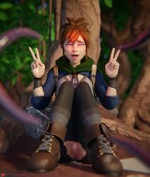 3d 777bronzestar after_sex ahe_gao clothed_female dota_2 hiking_boots hypnosis marci marci_(dota) peace_sign sitting tagme torn_clothes torn_pants