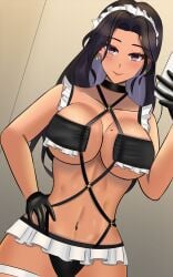 dark-skinned_female lingerie maid nijisanji nijisanji_en scarle_yonaguni virtual_youtuber vtuber