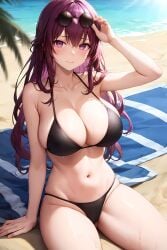 ai_generated bikini curvaceous curvy_female curvy_figure eyewear_on_head female_focus female_only honkai:_star_rail honkai_(series) huge_breasts kafka_(honkai:_star_rail) mimi_ai solo_female solo_focus stable_diffusion sunglasses_on_head voluptuous voluptuous_female