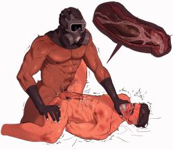 2boys abs anal anal_sex balls bara biceps big_penis blush cum cum_drip cum_in_ass cum_inside gas_mask gay gay_sex hamzraider hi_res highres male male/male male_focus male_only male_pubic_hair mask muscular muscular_male mute_(rainbow_six) nude penetration penis rainbow_six rainbow_six_siege sex smoke_(rainbow_six) solo solo_male tom_clancy ubisoft