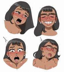 ahe_gao ambatukam big_breasts black_hair dreamybullxxx genderswap_(mtf) glasses greko grin lips meme_reference nose_piercing nose_ring omaygot pierced_ears piercing piercings rule_63 smile steam sweat tears tears_of_pleasure teeth