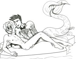 2boys blush body_hair bowtie boy_meets_boy goatee harley_goldman male male_only merfolk merman mikhael_rasputin navel_piercing nipples nude webcomic