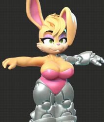 1girls 3d_model animated big_breasts breasts buckteeth bunnie_rabbot chunkerbuns female gif large_breasts leotard rabbit removing_clothing sega sonic_(series) t-pose topless topless_female