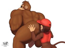 2boys anal analingus anthro ape balls boner clothing diddy_kong digital_media_(artwork) donkey_kong donkey_kong_(series) duo erection fur gay genitals gorilla hand_on_butt haplorhine headgear headwear hi_res humanoid_genitalia male male/male male_only mammal muscular muscular_anthro muscular_male nintendo nude oral penis primate rimming sex simple_background size_difference timidwithapen