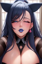 1girls ai_generated arm_support arms_out blue_eyes blue_hair blue_lipstick bra breasts curvy_hair enormous_breasts eyes female hair hi_res high_resolution huge_breasts incoming_hug kissing kissing_viewer large_breasts lipstick long_hair looking_at_viewer massive_breasts milf mommy mother original original_character pov pov_eye_contact pov_hug pov_kiss smooch stable_diffusion tall thick thick_breasts up_close wink winking_at_viewer