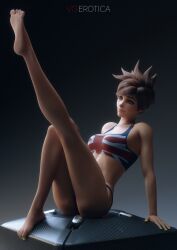 1girls 3d alternate_version_available athletic athletic_female barefoot blender blizzard_entertainment bottomless bottomwear breasts brown_hair clothed clothing ear_piercing earrings female female_focus female_only highres leg_up lena_oxton light-skinned_female light_skin lootbox medium_breasts overwatch overwatch_2 panties piercing pose posing presenting presenting_breasts shirt sitting solo solo_focus tank_top topwear tracer underwear vgerotica watermark