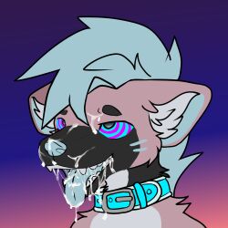 after_oral akito(4kariii) ambiguous_gender animated anthro ariluo blue_collar blue_hair blue_nose bodily_fluids collar cum cum_drip cum_drool cum_inside cum_on_face cum_on_muzzle dazed dripping genital_fluids hair headshot_portrait hi_res hyena hypnosis hypnotic_eyes looking_away looking_pleasured mammal mind_control open_mouth portrait simple_background solo solo_focus teeth tongue tongue_out