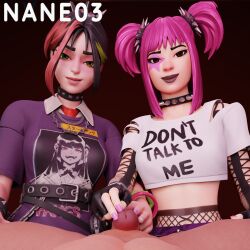 1boy 2girls 2girls1boy 3d collaborative_handjob drop_dee_(fortnite) femdom fingerjob fingers fortnite handjob helsie_(fortnite) humiliation nane03 pov punk punk_girl submissive_male teasing teasing_penis