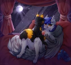 anthro bedroom bodily_fluids breast_play breasts cum cum_on_face duo eeveelution female feral gabriel_serealia generation_2_pokemon genital_fluids hi_res male male/female nintendo paizuri pokemon pokemon_(species) prizrak_(artist) sex titjob umbreon wings