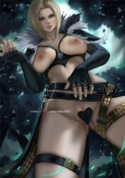 amulet amulet benedikta_harman big_breasts blonde_hair breasts_out final_fantasy final_fantasy_xvi functionally_nude fur_collar heart_censor latex short_hair square_enix tagme weisart