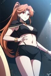 1girls 2d ai_generated eolka_rivel_strashur_(pick_me_up) female female_focus female_only g-string manhwa miniskirt nipple_bulge nipples_visible_through_clothing noblewoman pick_me_up ponytail skimpy skimpy_clothes string_panties webtoon