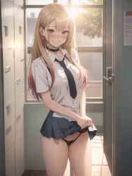 ai_generated dressing_up kitagawa_marin lifting_skirt school_uniform sono_bisque_doll_wa_koi_wo_suru