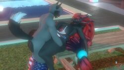 16:9 3d 3d_(artwork) 4k absurd_res american_flag american_flag_bikini anthro anthro_on_anthro anthro_penetrated anthro_penetrating anthro_penetrating_anthro ass big_breasts bikini black_body black_fur blender_(software) blue_eyes bottomwear bottomwear_down breasts canid canine canis clothed clothing detailed_background digital_media_(artwork) duo evening eye_contact female female_penetrated floor fox fur furniture game_freak generation_5_pokemon grass grey_body grey_fur hair hi_res huge_breasts ineffective_clothing latiospegasus long_hair looking_at_another male male/female male_penetrating male_penetrating_female mammal night nintendo nipples open_mouth outside outside_sex pants pants_down partially_clothed penetration picnic_table plant pokemon pokemon_(species) pool poolside print_bikini print_clothing print_swimwear raised_tail red_fox red_hair rygel_misra sex silver_fox smile stars_and_stripes swimwear table tail thick_thighs tongue tongue_out united_states_of_america vaginal_penetration watermark white_tail_tip widescreen wood wood_floor wood_furniture wood_table zoroark